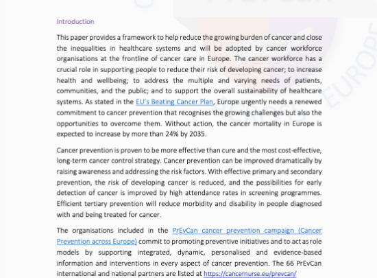 World Cancer Day PrEvCan Position Statement